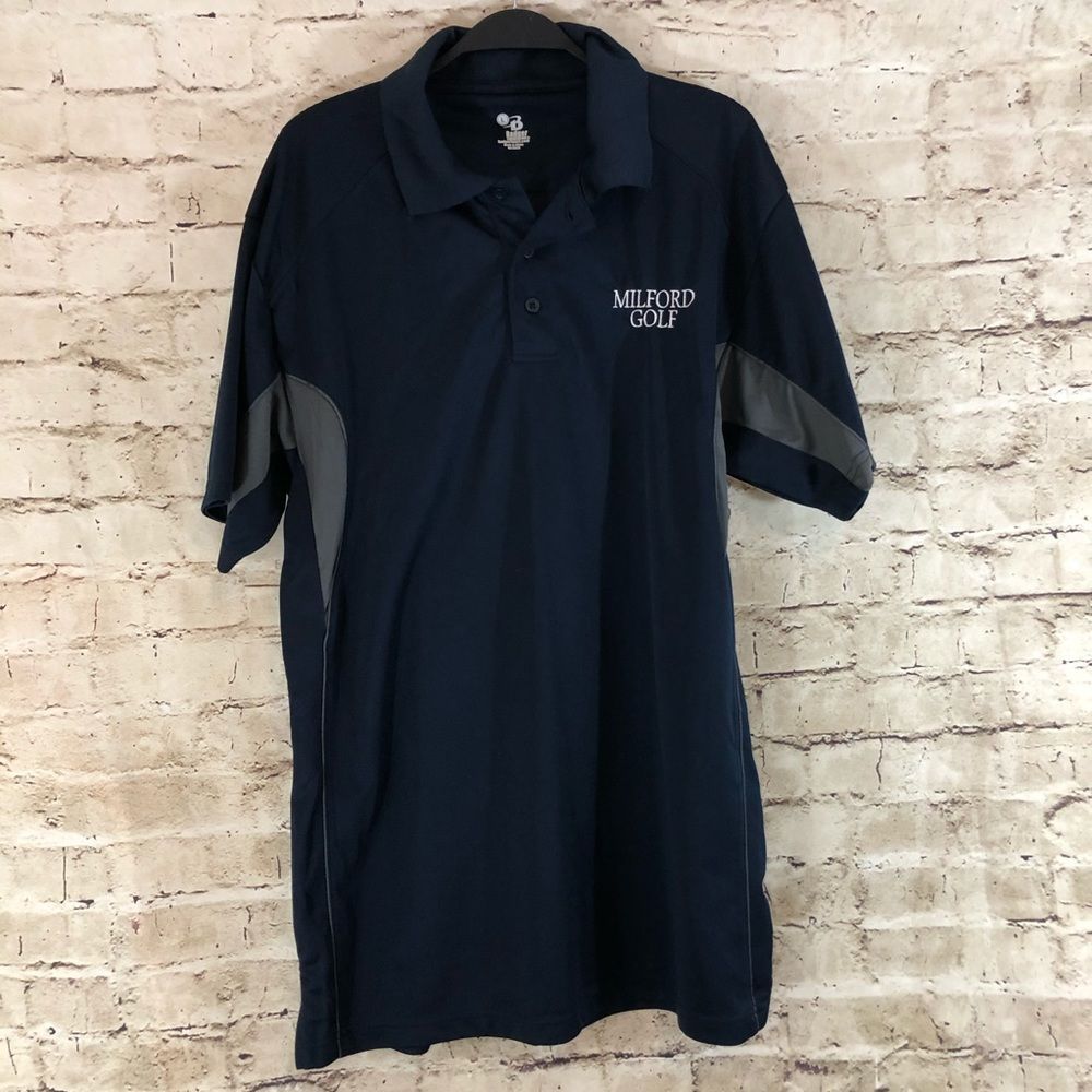 Milford navy short sleeve golf polo size large